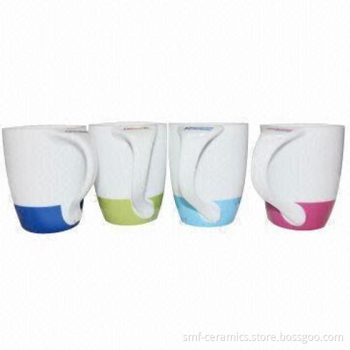 12oz Bullet/Ceramic Mugs with Special Handle and Printings, for Promotions, Made of Porcelain